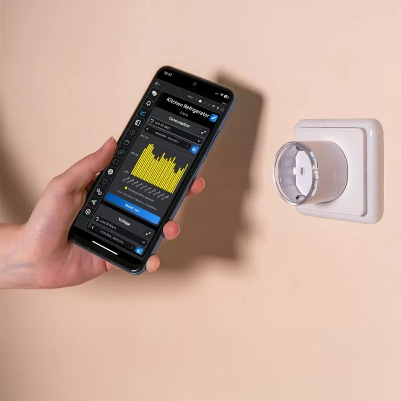 Nutikas pistikupesa Shelly Plug S Gen3 — „Wi‑Fi“ nutikas pistikupesa energiaseirega, Tüüp F, 110–230 V, 2500 W, valge