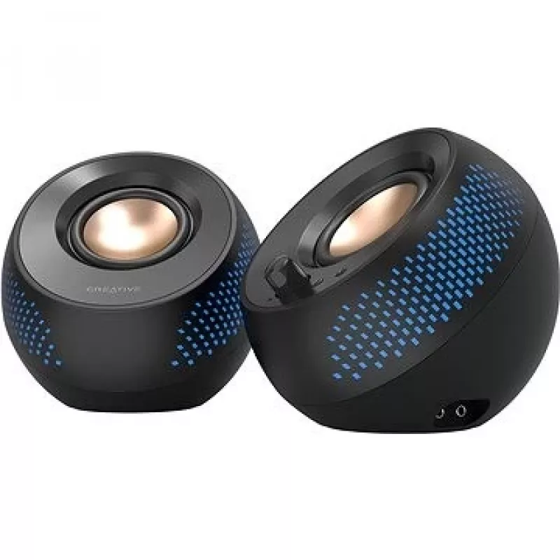 CREATIVE Pebble X 2.0 USB-C arvutikõlarid reguleeritava RGB-valgustuse, Bluetooth 5.3 ja USB-heliga, võimsus kuni 15 W RMS, PC-le ja Macile