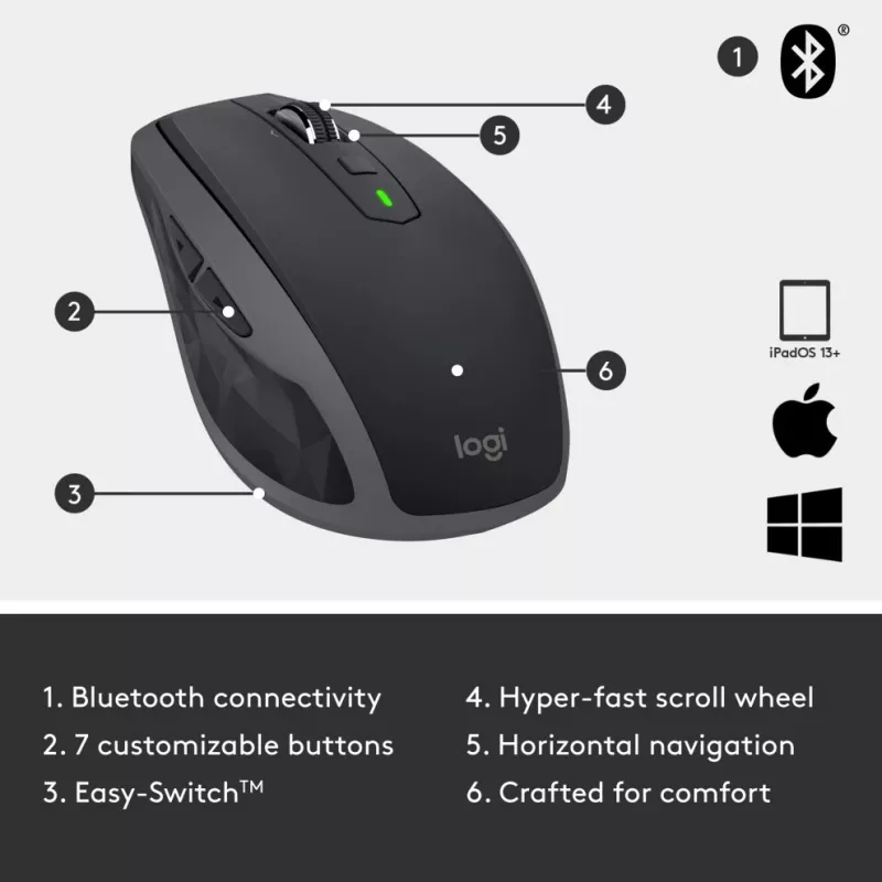 MX Anywhere 2S Wireless hiir/Graphite - BT - N/A