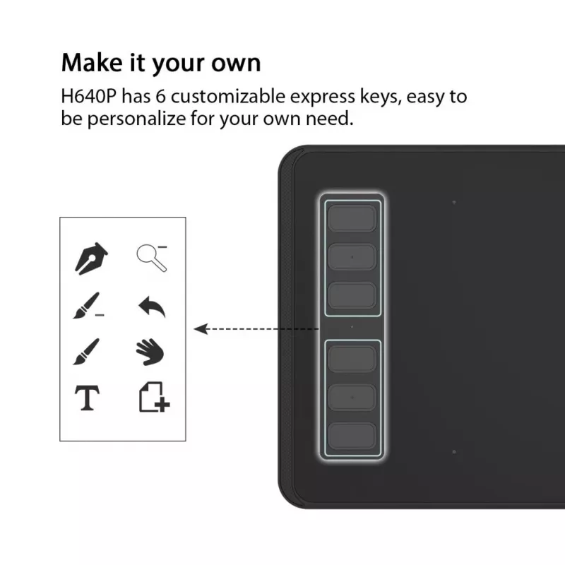 HUION H640P graafikatablett 5080 lpi 160 x 99 mm USB Must
