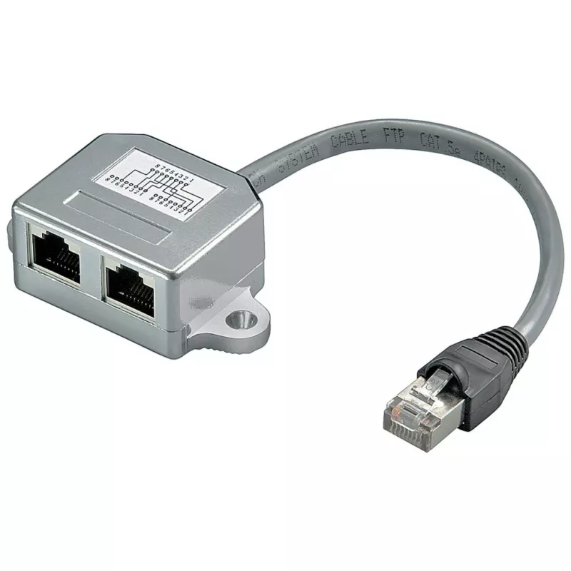 Wentronic Goobay kaabel-Splitter (Network Doubler), CAT Y-Adapter - Wiring 2 x CAT 5 Ethernet, Shielded (68908)