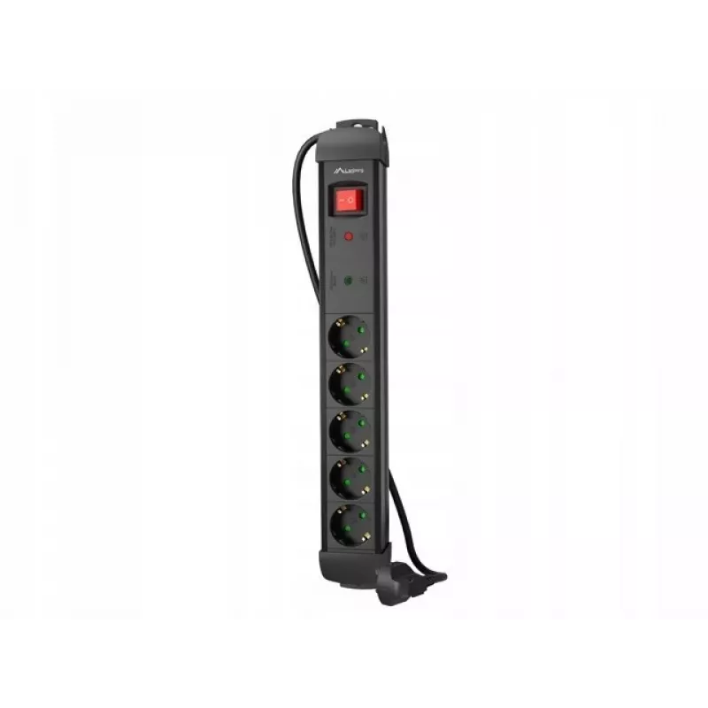 Lanberg SP1-05F-0300-BK pikendusjuhe 3 m 5 vahelduvvoolupesa siseruumidesse must