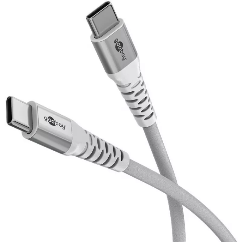 Goobay KAB USB-C (ST-ST) 2m ühenduskaabel tekstiilümbrises valge USB-kaabel USB 2.0 USB C (70194)