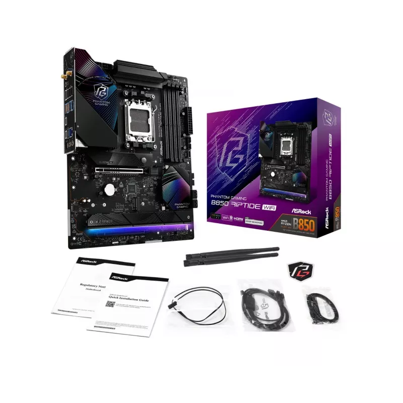 Emaplaat ASRock Phantom Gaming B850 Riptide WiFi — AMD B850, Socket AM5, ATX, DDR5, 4x M.2, Wi‑Fi 7, 2.5Gb LAN