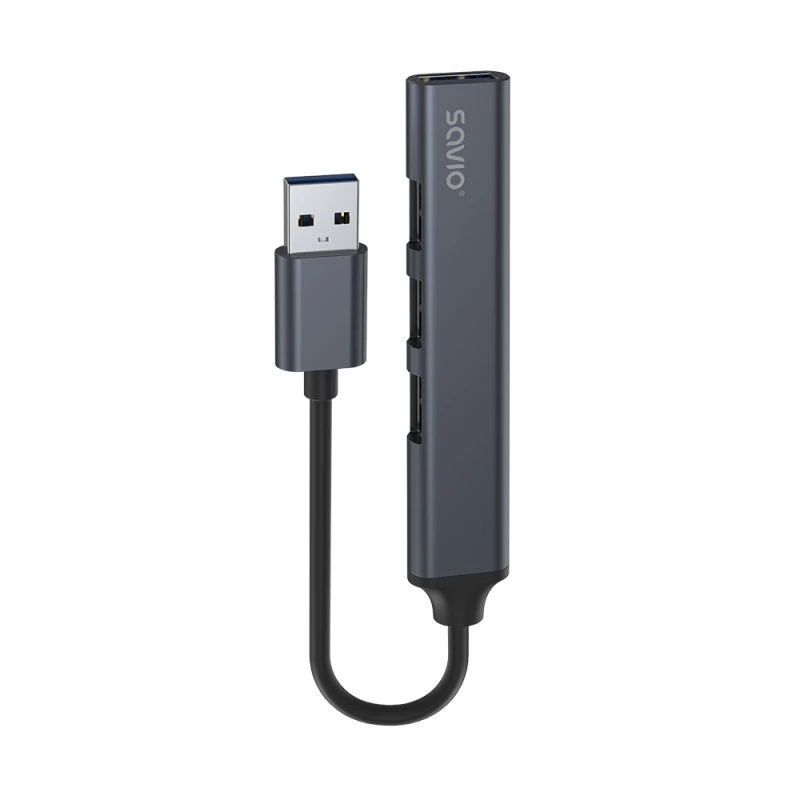 USB-hub SAVIO AK-70, 7-port USB 3.0, 4 kasutatavat porti, USB Type-A host, 5 Gbit/s edastuskiirus, garantii 2 aastat
