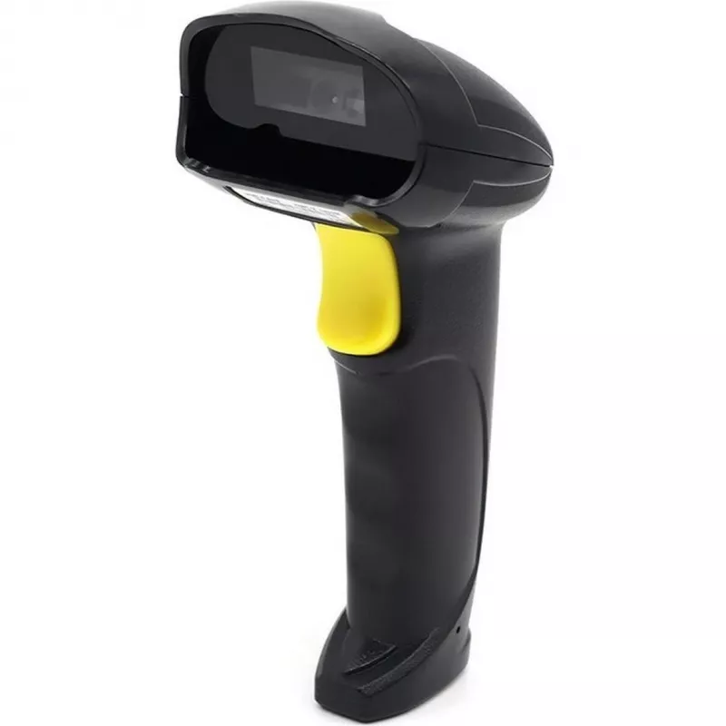 Käeshoitav juhtmega 1D/2D vöötkoodiskanner QOLTEC 50853 — USB, ABS-korpus, 1,65 m kaabel, 97×65×167 mm, 105 g