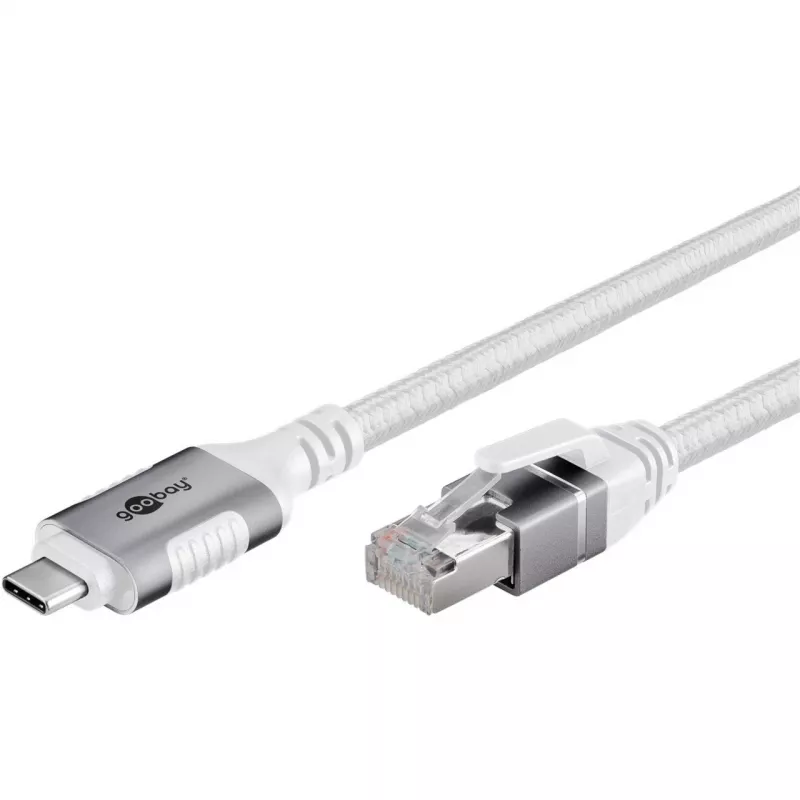 Võrgukaabel Goobay 74180 USB C RJ-45 Cat6 10 m valge