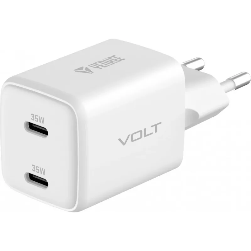 Seinakinnitusega USB-C laadija YENKEE G35D 2x18W Power Delivery 3.0 3A