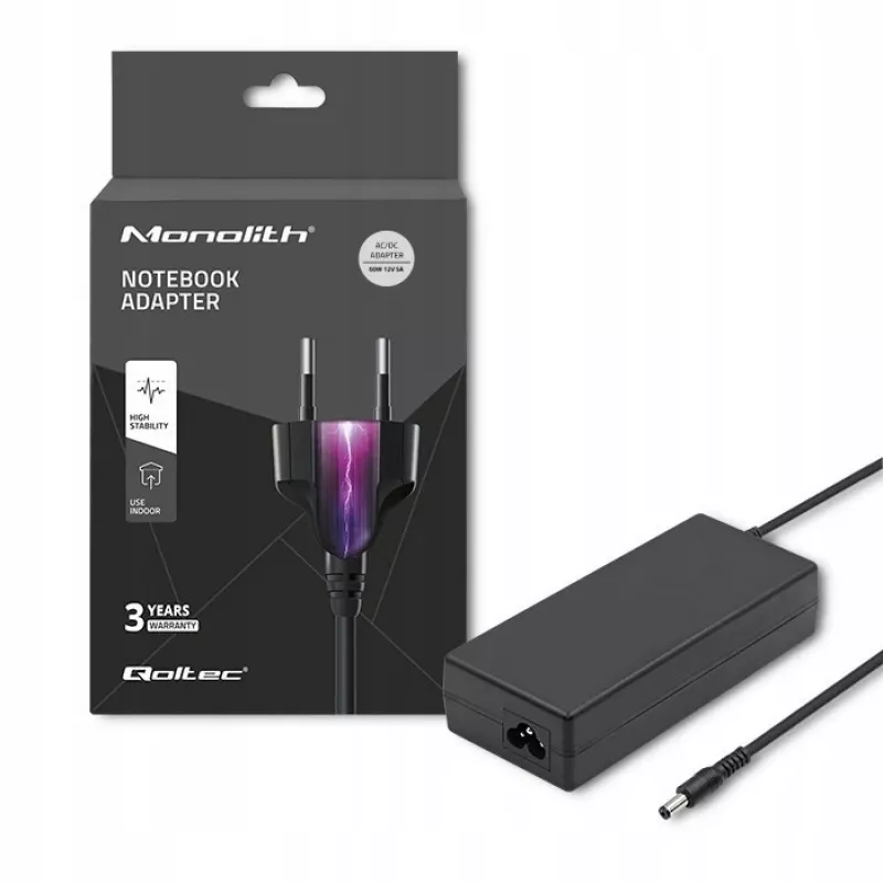 Toiteadapter Qoltec 50797 siseruumides must sülearvutile 1,16 m kaabel