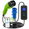 Qoltec mobiilne elektriauto laadija reguleeritav 2in1 Type2 | 7kW | 230V | CEE 3-pistik | Wi-Fi | LCD | kaasaskantav | seinakarp | 5m