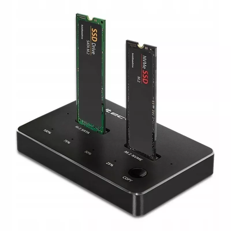 Qoltec 52274 M.2 SSD kettaseadme dokkimisjaam | NVMe | SATA | USB-C | DUAL 2 x 2TB