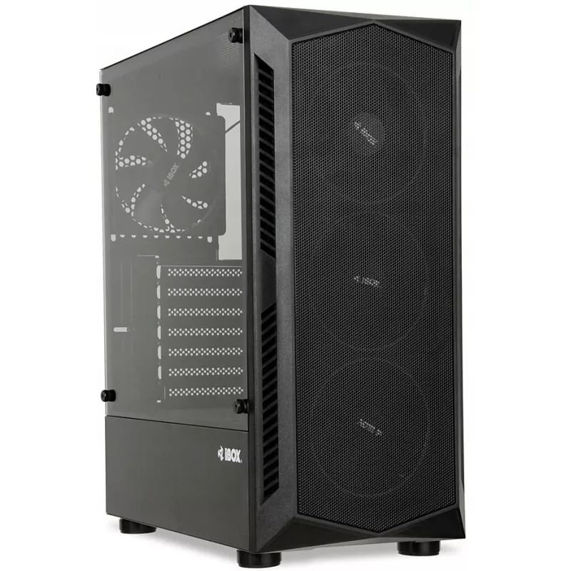 Arvutikorpus IBOX LUPUS 27 Midi Tower ATX, karastatud klaas, RGB, 455×200×380 mm, toetab ATX, GPU kuni 32 cm