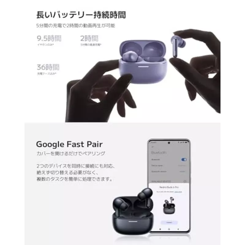 Peakomplekt Xiaomi Buds 6 Pro — binauraalsed kõrvasisesed juhtmevabad kõrvaklapid, Bluetooth 5.3, ANC, IP54, 36 h koos ümbrisega, juhtmevaba laadimine, USB-C, Space Black
