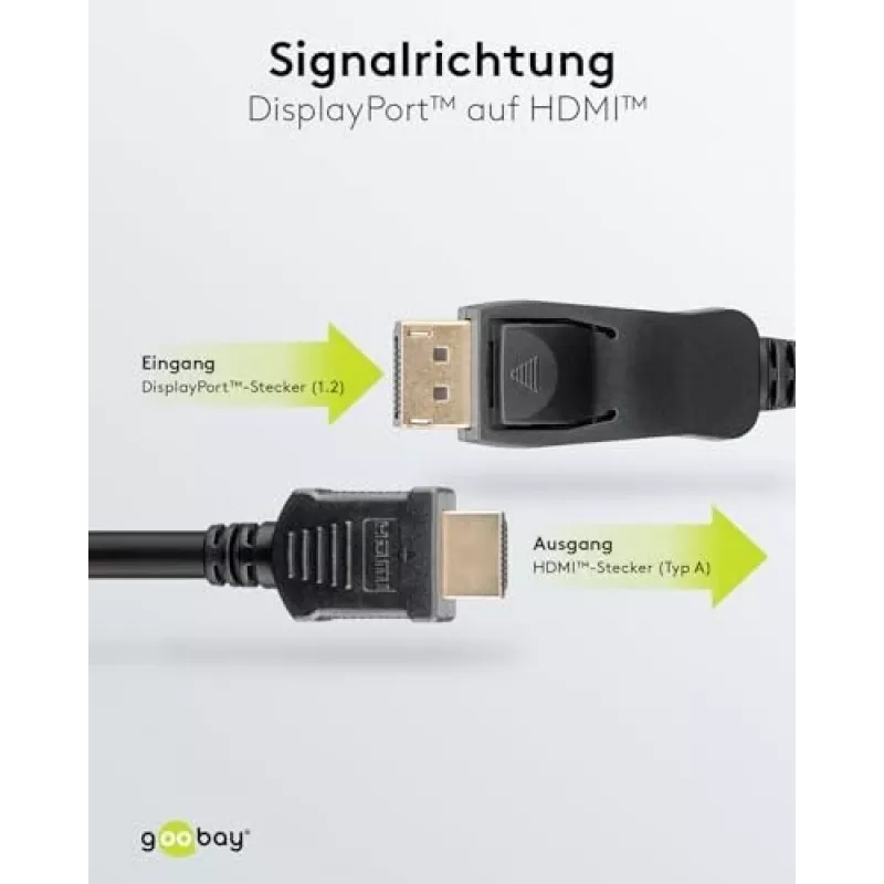 64836 DisplayPort 1.2 HDMI-adapterkaabel 1.4 4K @ 30Hz / ülikiire HDMI-kaabel/kullatud pistikud veatu signaaliedastuse jaoks/sülearvuti