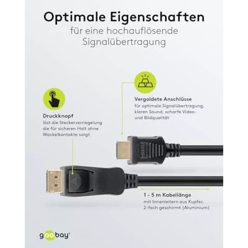 64836 DisplayPort 1.2 HDMI-adapterkaabel 1.4 4K @ 30Hz / ülikiire HDMI-kaabel/kullatud pistikud veatu signaaliedastuse jaoks/sülearvuti