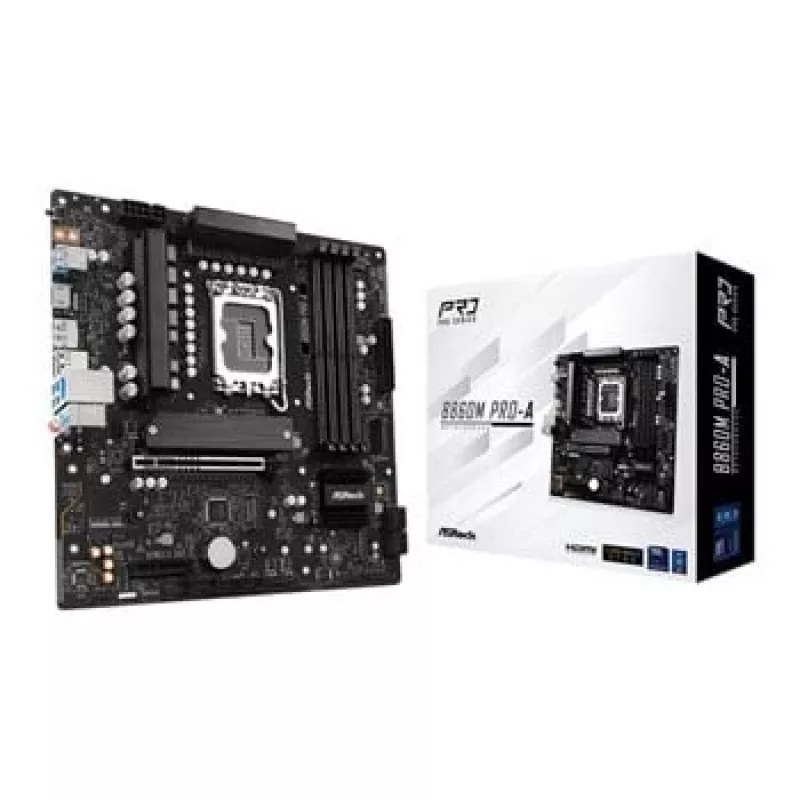 Emaplaat ASRock B860M Pro-A micro ATX — Intel B860, LGA 1851, DDR5, 4 DIMM, kuni 256 GB, 2.5Gb Ethernet