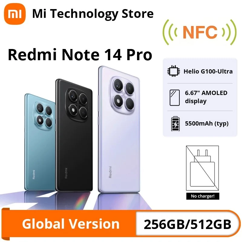 Xiaomi Redmi Note 14 Pro 4G nutitelefon 8 GB RAM 256 GB, 6,67" AMOLED, 200 MP, 5500 mAh, hübriidne Dual SIM, Android 14, ookeanisinine
