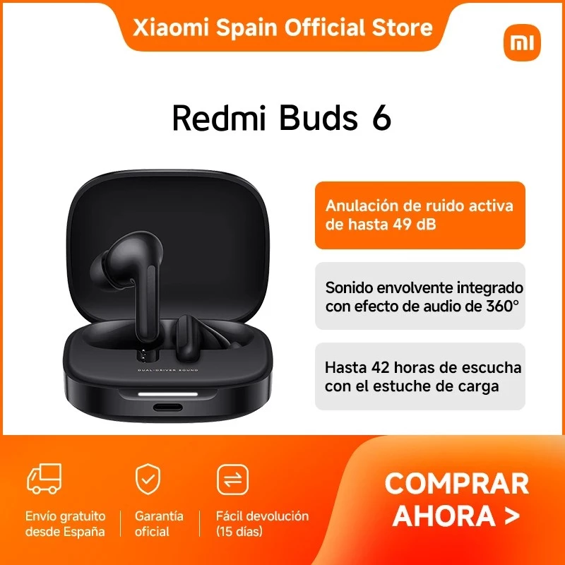 Kõrvaklapid Xiaomi Buds 6 in-ear juhtmeta binauraalsed kõrvaklapid, Bluetooth 5.4, ANC, 42 h taasesitus, IP54, öömust