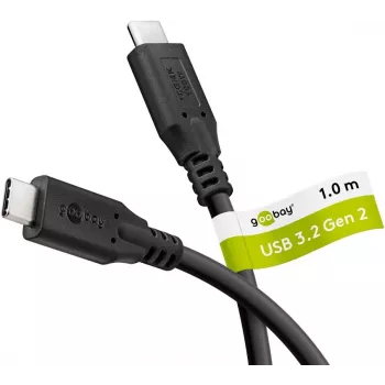 Kaabel USB-C USB-C 3.2 Gen2, 10 Gbit/s, 1m, must, Power Delivery 3.0, 100W, 4K, 60Hz