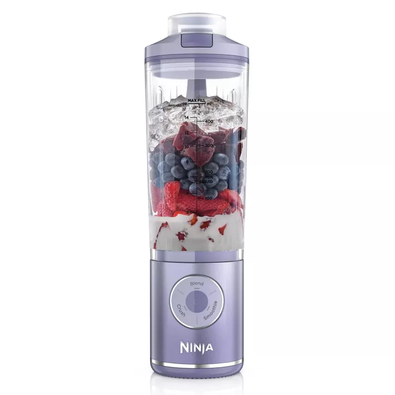 Kaasaskantav blender Ninja BC251EULD — 0,57 L nõu, aku 11,1 V, roostevabast terasest terad, lavendel/läbipaistev