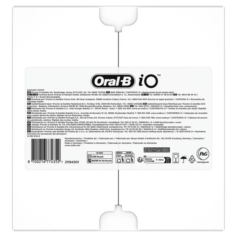 Oral-B IO Series Radiant Valge Originaal harjapead hammaste valgendamiseks 8