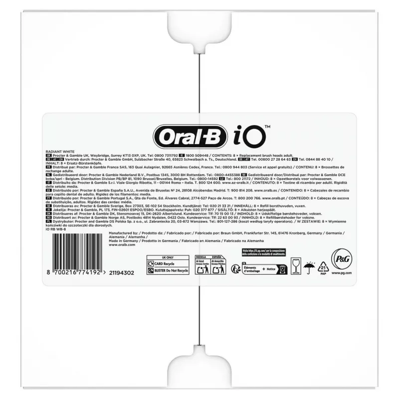 Oral-B IO Series Radiant Valge Must Originaal harjapead hammaste valgendamiseks 8