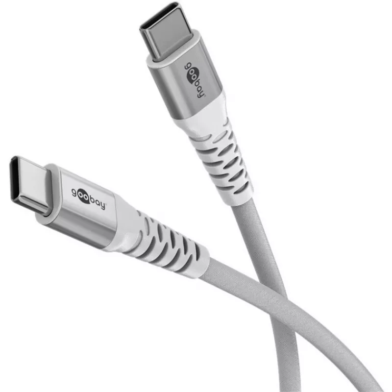 Ülimalt pehme USB 2.0 punutud kaabel, USB-C pistik > USB-C pistik (valge, 1 meeter)