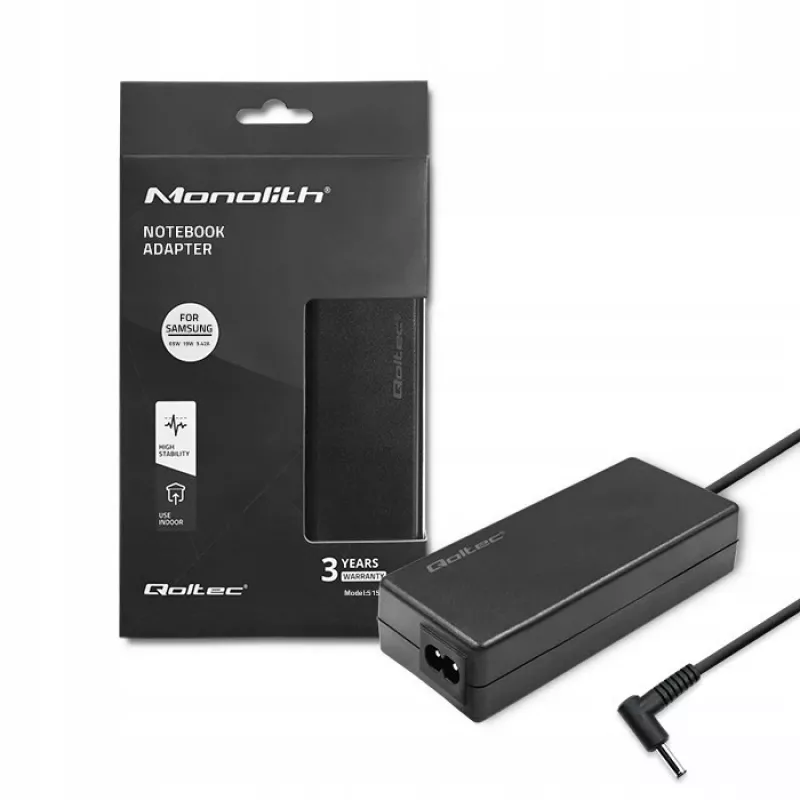 Toiteadapter QOLTEC 65W 19V 3.42A sülearvutitele ja ühilduvatele seadmetele
