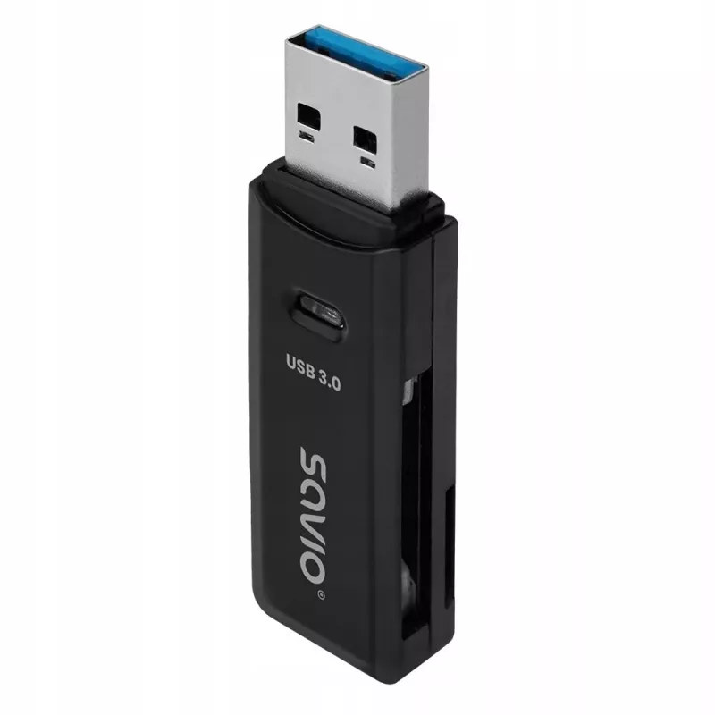 Kaardilugeja SAVIO AK-64 USB 3.2 Gen 1 Type-A väljund, MicroSD pesa, 5000 Mbit/s, must