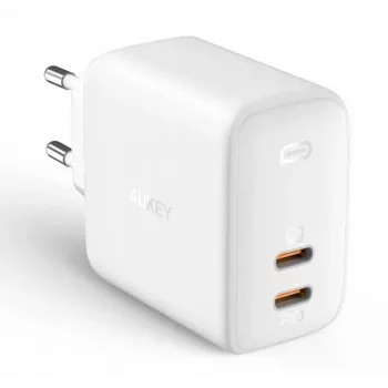 Seinlaadija Aukey PA-B4 2x USB valge GaN – kompaktne USB toiteadapter kahe USB-pordiga