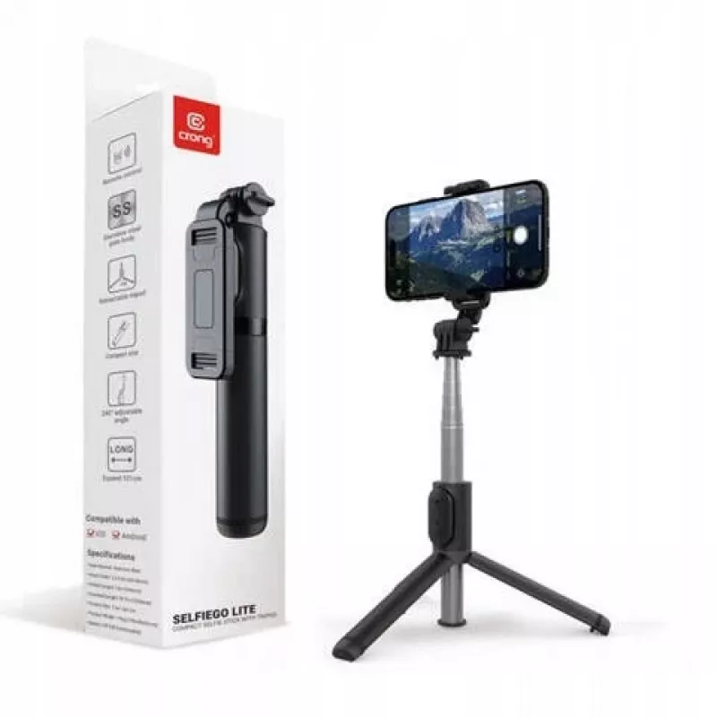 SelfieGo Kompaktne selfiepulk Bluetooth-statiiviga (20-101 cm) Crong CRGSGL1B