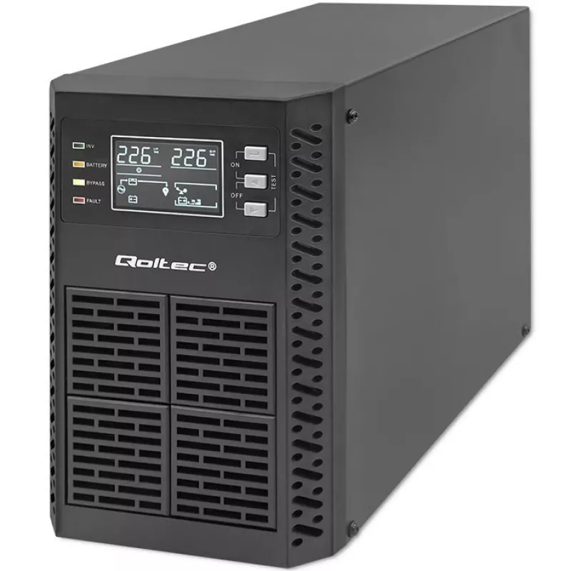 Qoltec Katkematu toiteallikas (UPS) | 1kVA | 1000W | Võimsustegur 1.0 | LCD | EPO | USB | Online