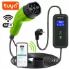 Qoltec mobiilne elektriauto laadija reguleeritav 2in1 Type2 | 3,5kW | 230V | Wi-Fi | LCD | kaasaskantav | seinakarp | 5m