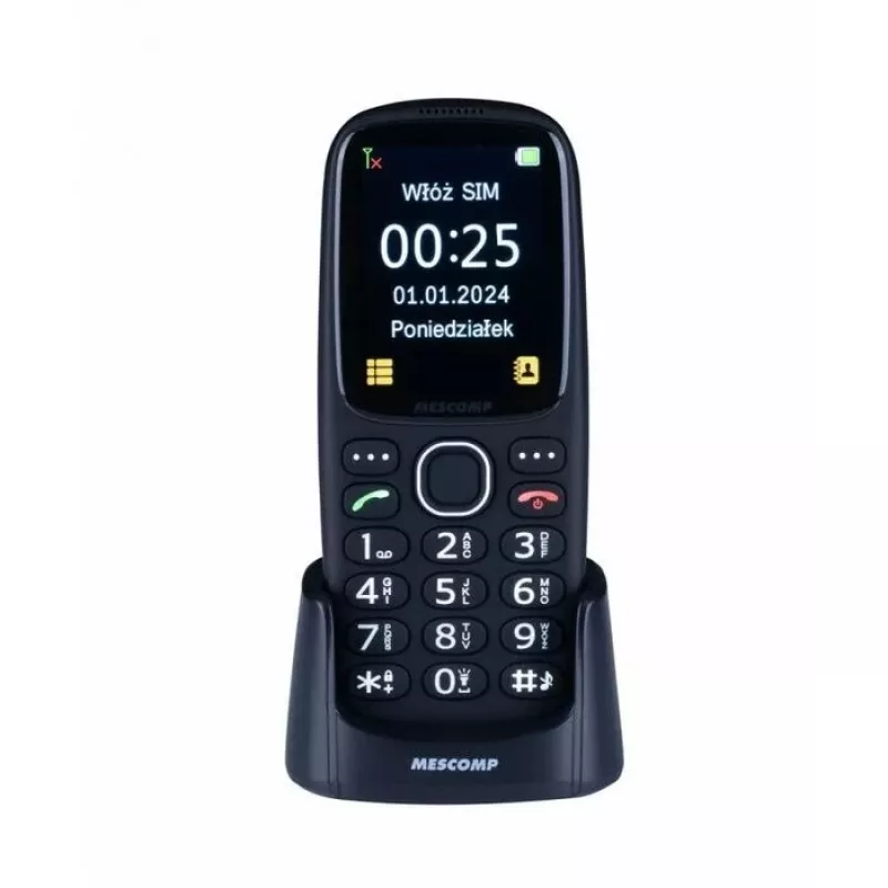 Mobiiltelefon Mescomp MT-166 Edgar, elegantne, eakatele, 4G, must
