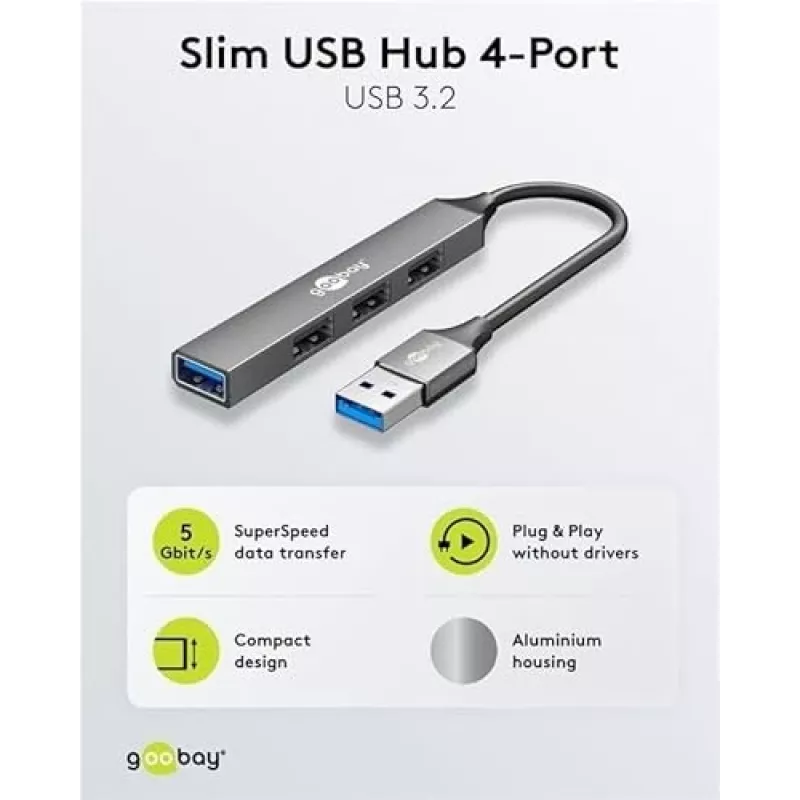 Goobay USB Hub 74456 Type-A 5000 Mbit/s Helehall