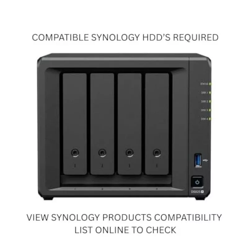 Synology DiskStation DS925+ NAS/server Ryzen Embedded V1500B 4 GB DDR4 0 TB Must