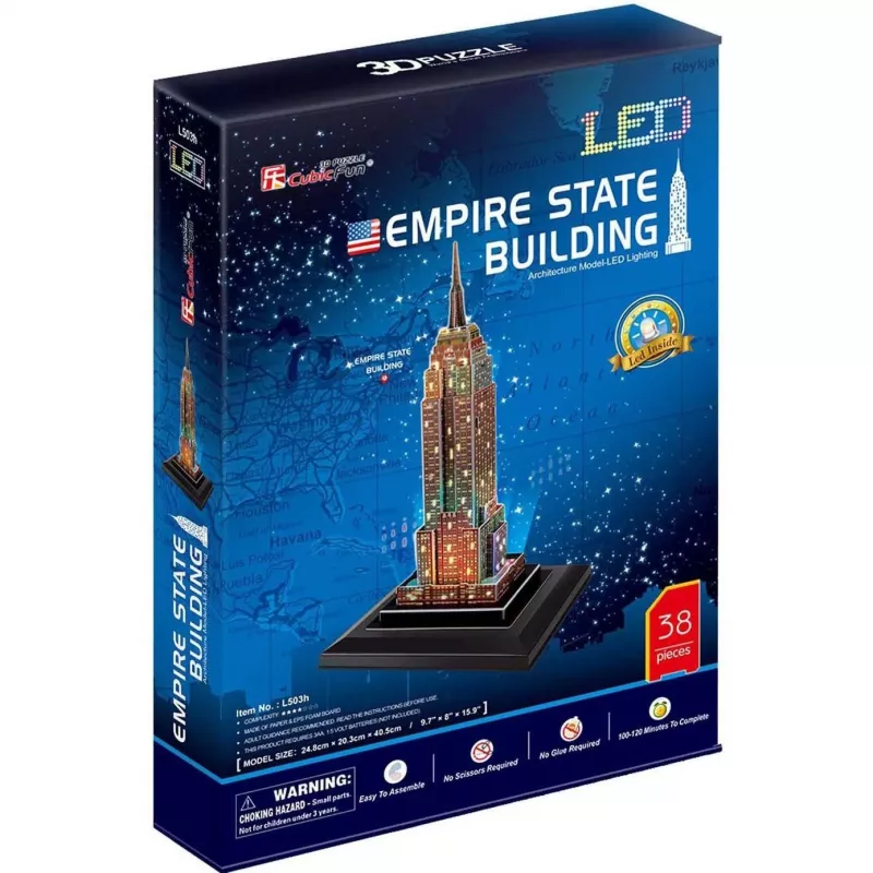 Empire State Building – valgustatav 3D pusle 37 tükiga