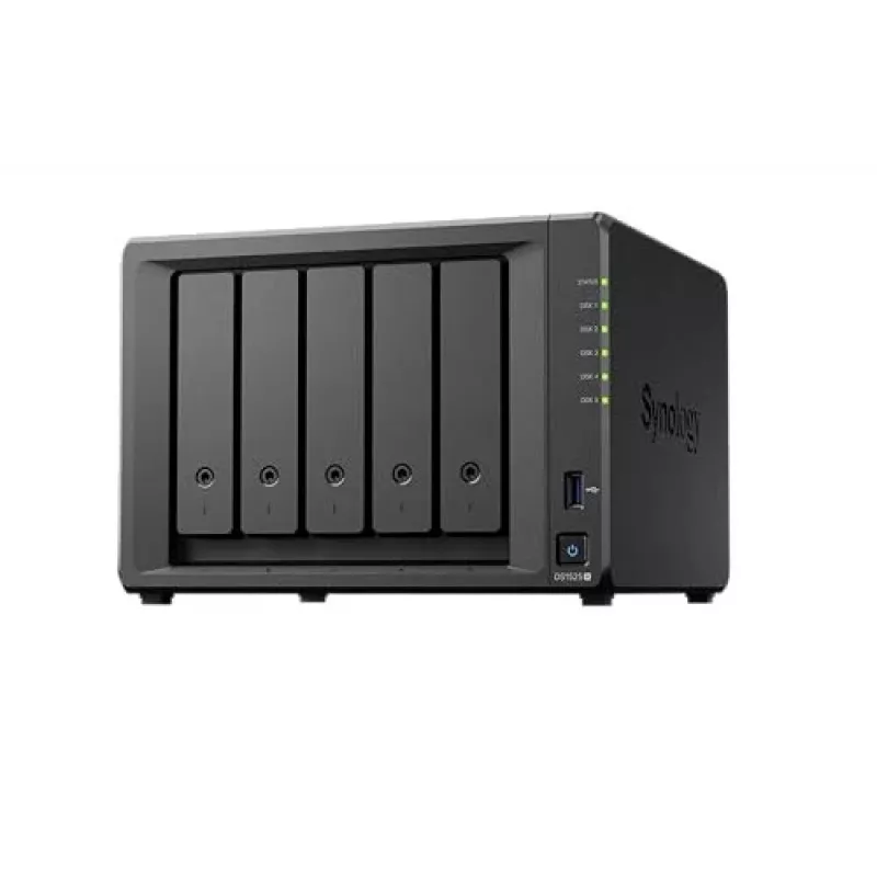 Synology DiskStation DS1525+ NAS/salvestusserver Ryzen Embedded V1500B 8 GB DDR4 0 TB Must