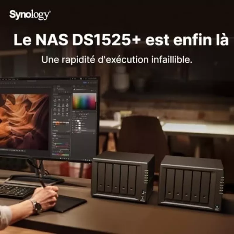 Synology DiskStation DS1525+ NAS/salvestusserver Ryzen Embedded V1500B 8 GB DDR4 0 TB Must