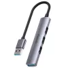 Unitek H1208A USB-A jaotur, 4 porti (1x USB-A 5 Gbps, 3x USB-A 2.0), alumiinium, hõbedane
