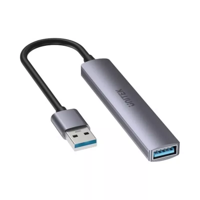Unitek H1208A USB-A jaotur, 4 porti (1x USB-A 5 Gbps, 3x USB-A 2.0), alumiinium, hõbedane