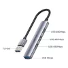 Unitek H1208A USB-A jaotur, 4 porti (1x USB-A 5 Gbps, 3x USB-A 2.0), alumiinium, hõbedane