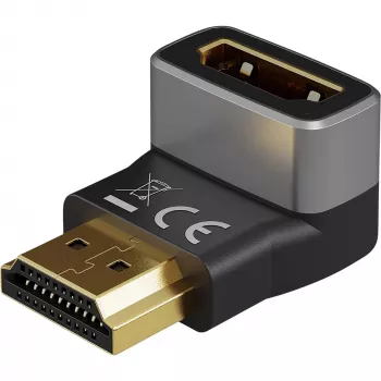 Goobay 72011 HDMI™ nurgaadapter 270° vertikaalne, 8K @ 60 Hz, kullatud, must, hõbedane