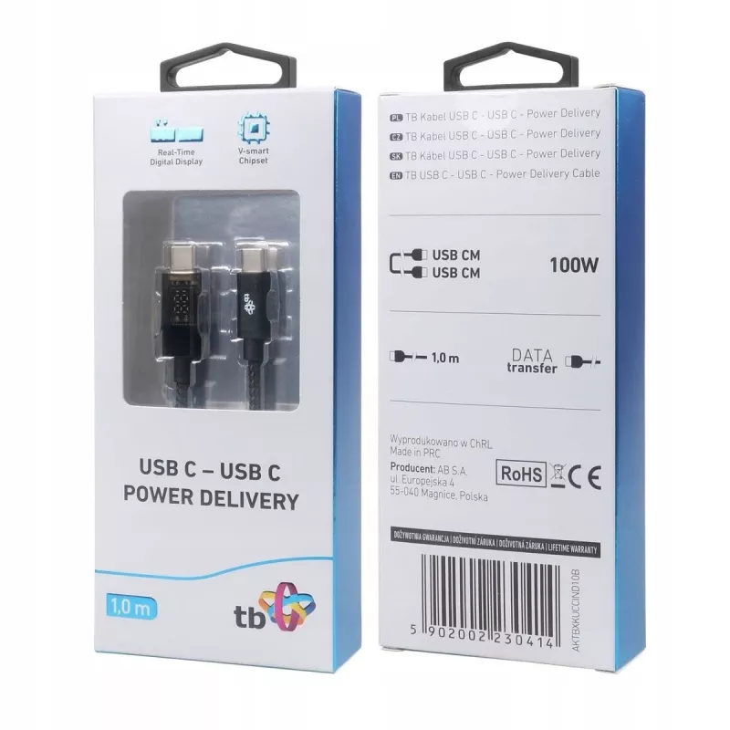USB-C kaabel TB AKTBXKUCCIND10B 1 m 100W LED-laadimisnäidikuga