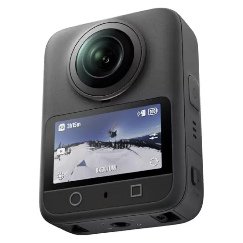Tegevuskaamera DJI Osmo 360 Standard Combo — 8K Ultra HD, 120 MP CMOS, 240 fps, elektrooniline stabiliseerimine, 2-tolline ekraan, MicroSD, 183 g, must
