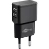 Wentronic goobay Dual USB laadija - toiteplokk - 12 W - 2,4 A - 2 väljundporti (USB) - must (44951)