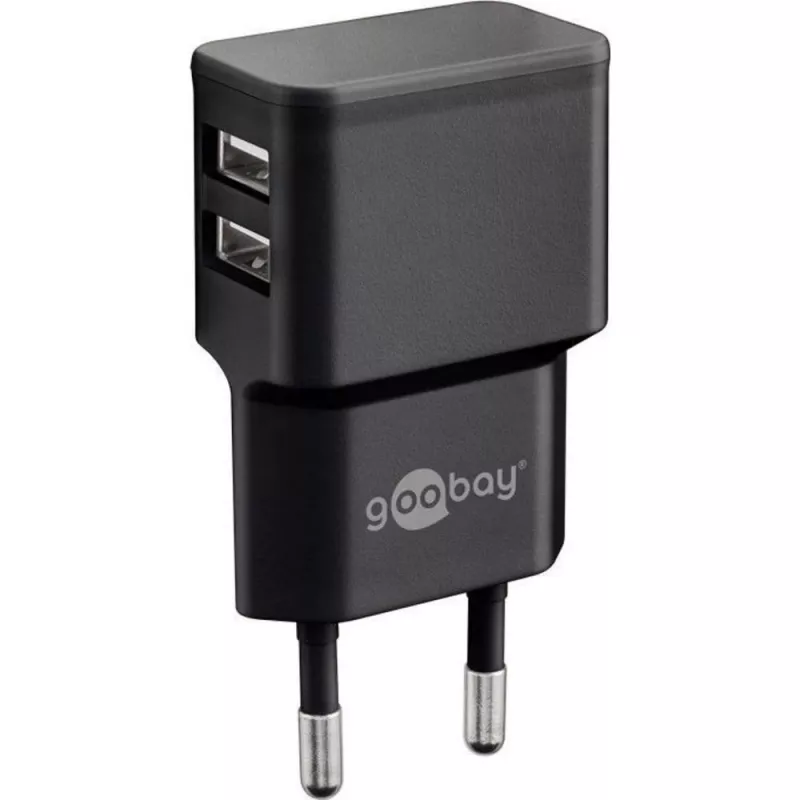 Wentronic goobay Dual USB laadija - toiteplokk - 12 W - 2,4 A - 2 väljundporti (USB) - must (44951)