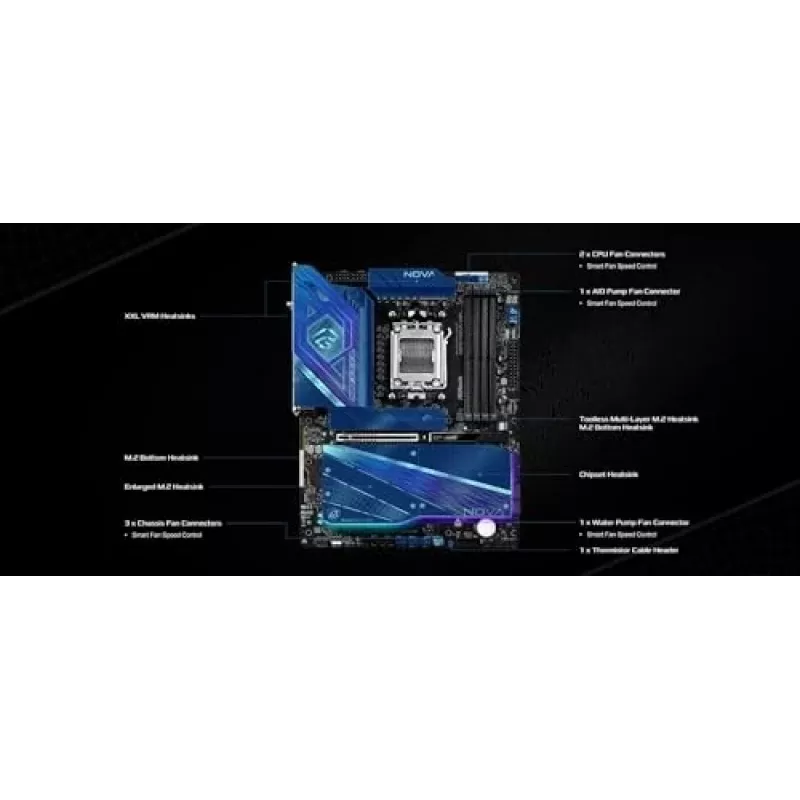 Emaplaat ASRock X870 NOVA WIFI — AMD X870, Socket AM5, ATX, 4× DIMM DDR5, 256GB, Wi‑Fi 6E, 2.5GbE