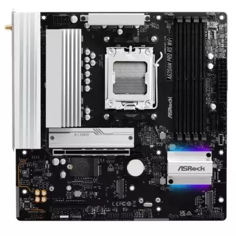 Emaplaat ASROCK A620AM PRO RS WIFI AM5 microATX, AMD A620, 4×DDR5, Wi‑Fi, HDMI, DP, 3×M.2, 2×SATA, 7.1 audio, 1Gb LAN