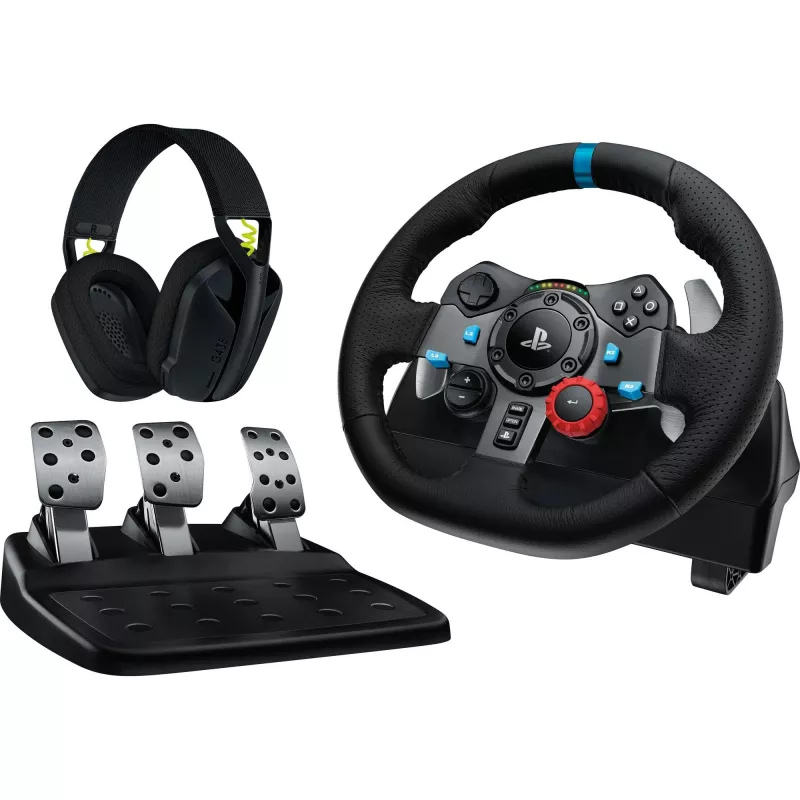LOGITECH G29 EU + G435 Must mängukontroller Alumiinium Must USB rool + pedaalid + kõrvaklapid PC